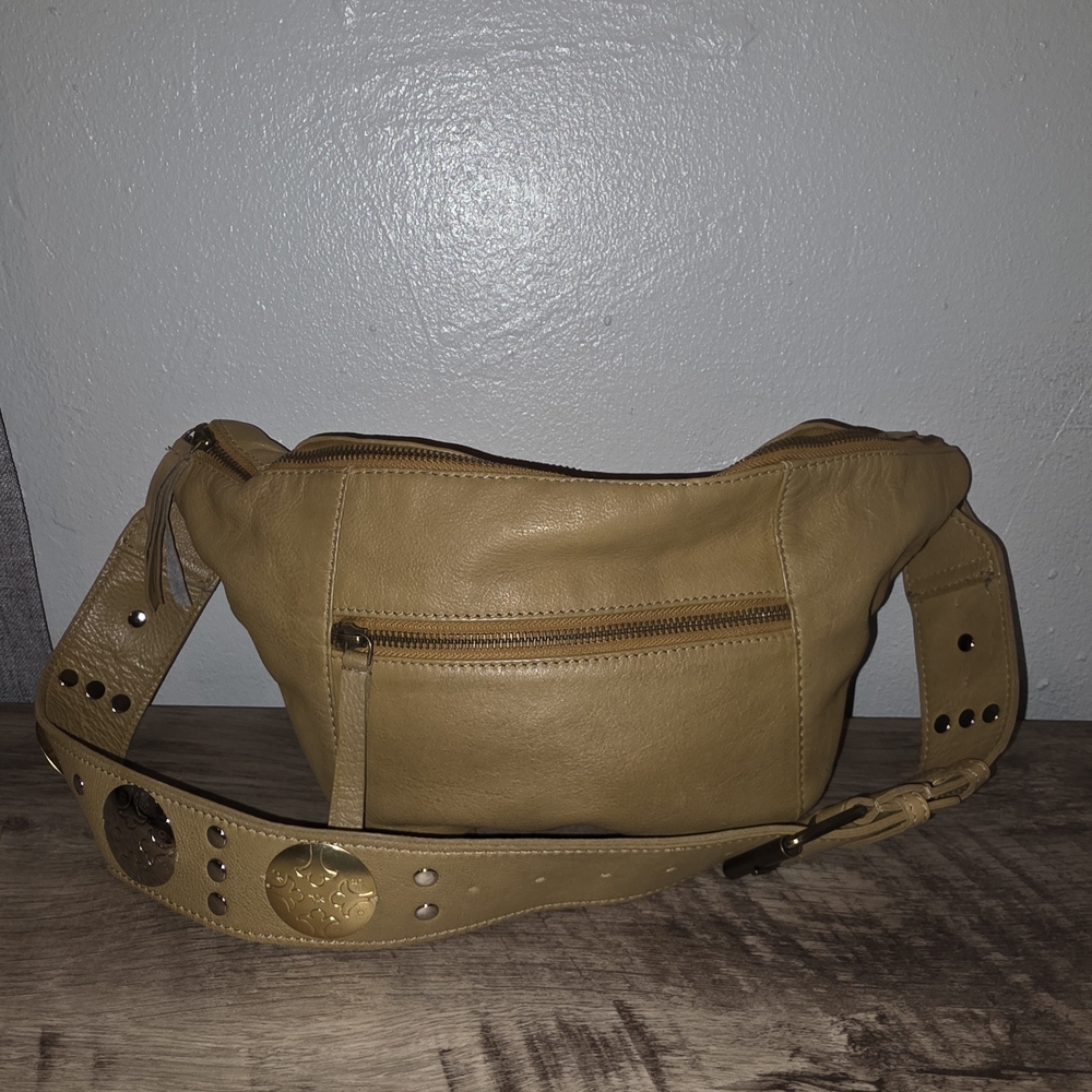 Free People Tan Crossbody Bag with Vintage Leather
